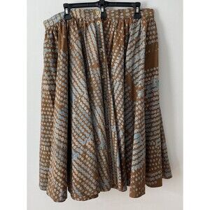 Kathryn Herrman Batik Full A Line Skirt Brown/Blue No Size Poodle Handmade